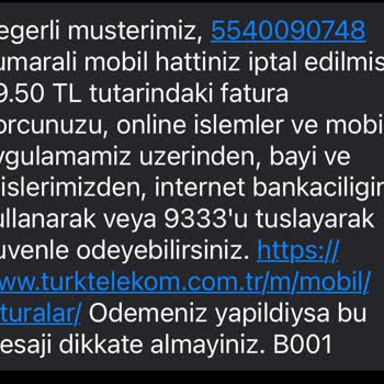 Türk Telekom İptal Olan Hattan Para Kesmesi
