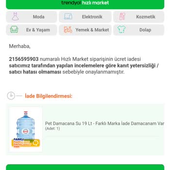 Hayat Su Danone Hayat İçecek Para İademi Vermiyor