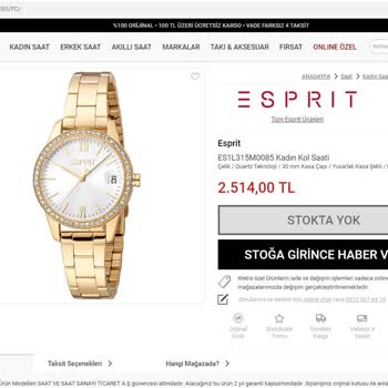 Esprit Saat Firması İle Yaşadığım Sorunlar