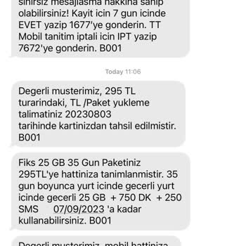 Türk Telekom Paket İptal Etmemiş, Silinen Kart Bilgisiyle Ödeme Almış.
