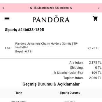 Pandoraturkeystore.com Ürün Gelmedi, Söyleyenden Fazla Para Çekildi