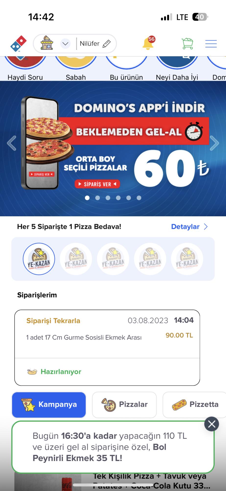 Çözüldü Domino's Pizza Şube İle Uygulama Arasındaki Fiyat Farklılığı Şikayetvar