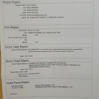 Homend Üretim Hatası Ürünleri Ve Servis Hizmeti Sorunu