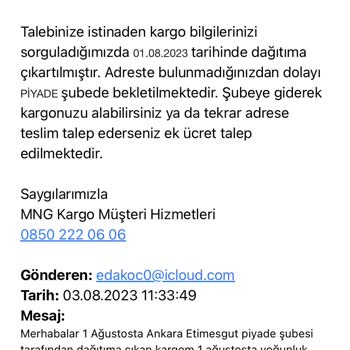 MNG Kargo Teslimat Ve İletişim Problemi