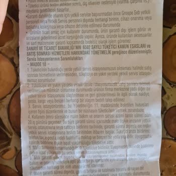 Tefal Servisi 1,5 Aydır Ürünümü Teslim Edemedi