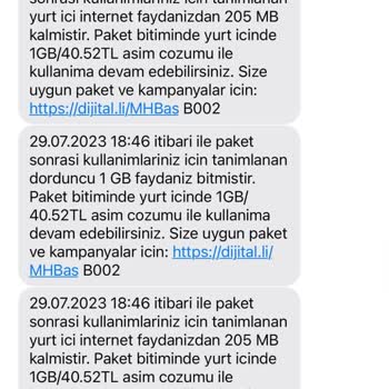 Turkcell İnternet Paketi Şikayet