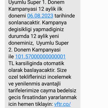 2. Dönem Tarifenin Vodafone Genel Merkez Yüksek Fiyata Çıkarması