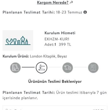 Vivense London Kitaplık Getirilmiyor, Teslim Edilmiyor