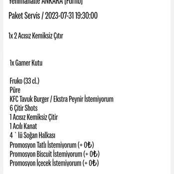 KFC Geri İade Ödenmemesi