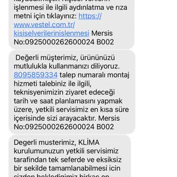 Vestel Taahhüt Süresi İçinde Klima Montajını Yapmadı