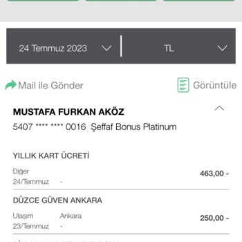 Garanti BBVA Kredi Kartı Kart Ücreti