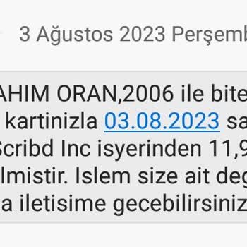 Scribd Firmasının Aldığı 11.90$ Üyelik Ücreti