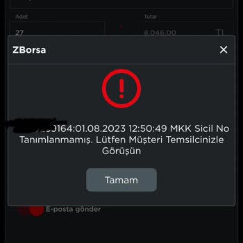 Ziraat Bankası ZBorsa MKK Sicil No Tanımlanmamış