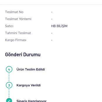 HB Bilişim Telefonum Kargoya Verilmedi