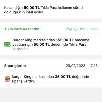 Tıkla Gelsin Puanın Geri Yüklenmesi