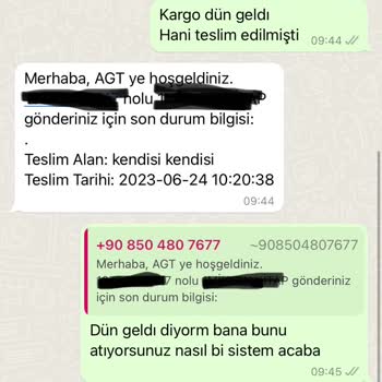 AGT Kurye (aynigunteslim.com) Kargomu Geç Getirdiler