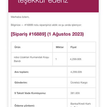 Robo Ürünü Siparişi Gönderimi Yok
