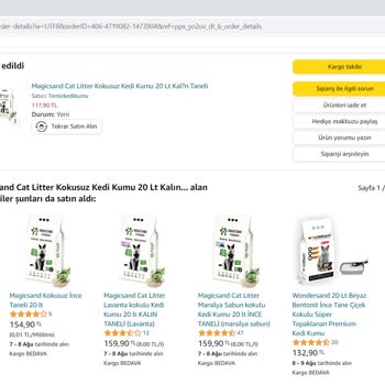 Amazon'dan Yapılan Kedi Kumu Siparişiyle İlgili Sorun