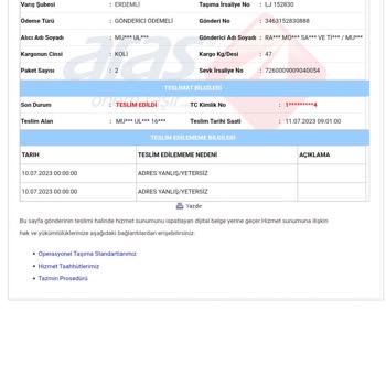 Aras Kargo Erdemli Şubesi Kurye Sorunu