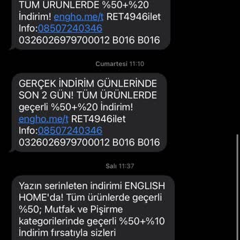 English Home SMS'lerinden Bıktım Artık!