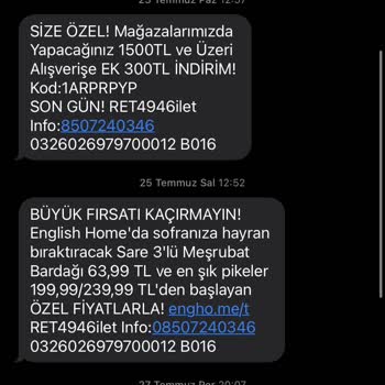 English Home SMS'lerinden Bıktım Artık!