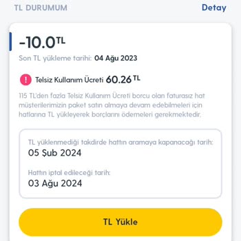 Turkcell Onayım Dışı Avans Uygulaması