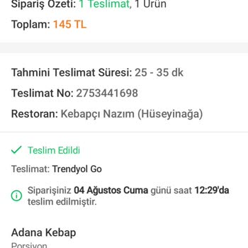Kebapçı Nazım Yanlış Ürün Getirip Fazla Para İadesi Alamamam