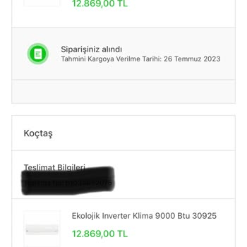 Koçtaş Teslimat Süresi Aşımı Ve Hiçbir Geri Dönüşün Olmaması!