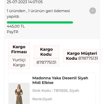 Tuba Butik Sipariş İadesi Sorunu