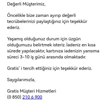 Gratis Para İadesi Yapmıyor