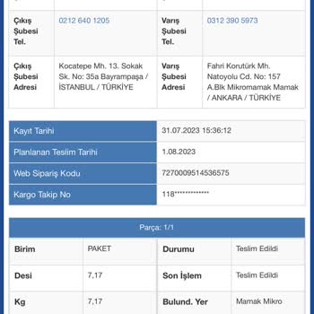 Mamak Mikro Sürat Kargo Teslim Edilmeyen Kargo