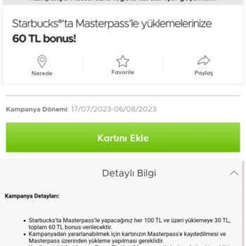 Garanti BBVA Garanti Starbucks Bonus Kampanyası