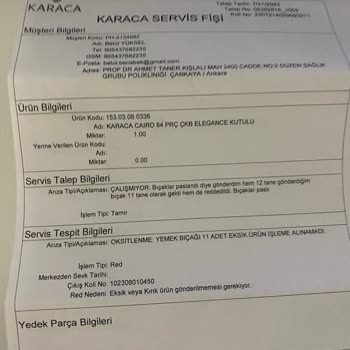 Karaca Züccaciye Bıçağımı Kaybetti Ve Ürünün Arkasında Durmuyor!