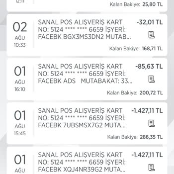 Ziraat Bankası Hesabımdan Facebook Ads Şikayetçiyim