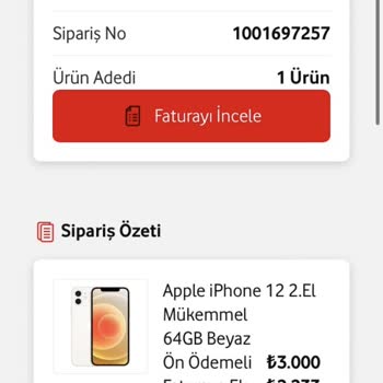 Vodafone Her Şey Yanımda Kendi İptal Ettiği Siparişin Ön Ödeme İadesi Yapmadı