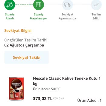 Avansas Sipariş Teslimat. Hazırlık