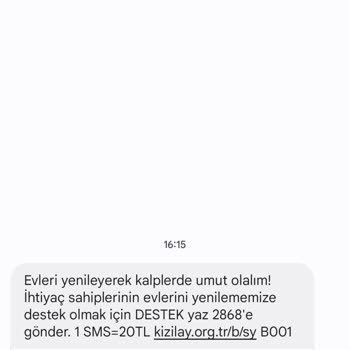Türk Kızılay SMS İptali