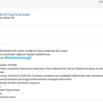 Amazon TÜRKİYE'DE Aktif Bulunan Onaylı Satıcının Fatura Göndermemesi