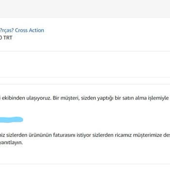 Amazon TÜRKİYE'DE Aktif Bulunan Onaylı Satıcının Fatura Göndermemesi