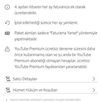 Vodafone 3. Ay Ücretsiz Youtube.com Premium Üyeliği Vermiyor