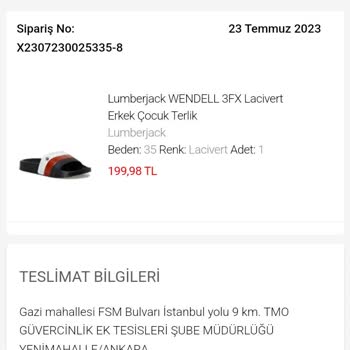 Lumberjack Teslim Edilmeyen Ürün.