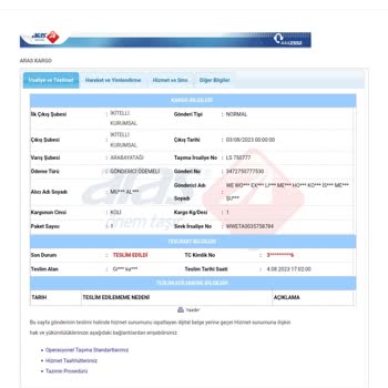 Aras Kargo Kargom Başka Birine Verilmiş