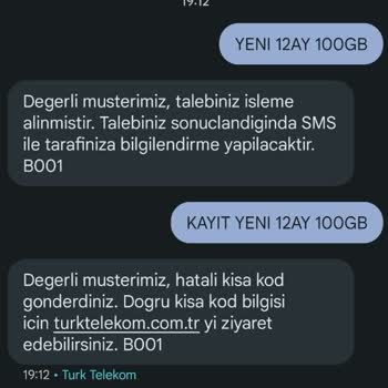 TT Mobil 12 Ay Paket Sorunu
