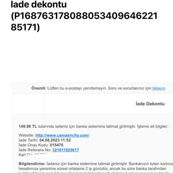 CamasirCity Ücret İademi Yatırmıyor