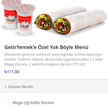 Getir Yemek İndirimi Uygulamıyor.