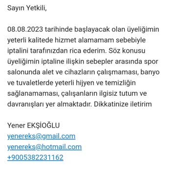 Club Sporium Bostancı Üyelik İptali Ve Geri Ödeme