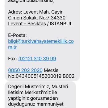 Türkiye Sigorta BES Fon Güncelleme, Müşteri Hizmetleri