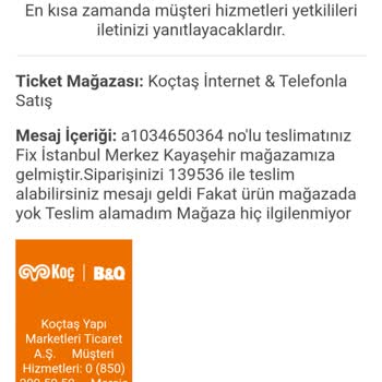 Koçtaş Mağaza, Uygulama, Kargo, Call Center Dökülüyor