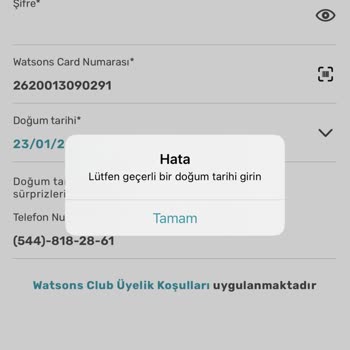 Watsons Üyelik Kabulü Olmuyor