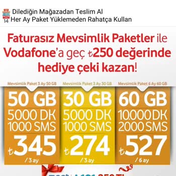 Vodafone Hediye Çeki/kupon Yüklenmedi
